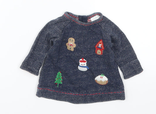 NEXT Baby Blue   Pullover Jumper Size 0-3 Months  - Christmas Prints