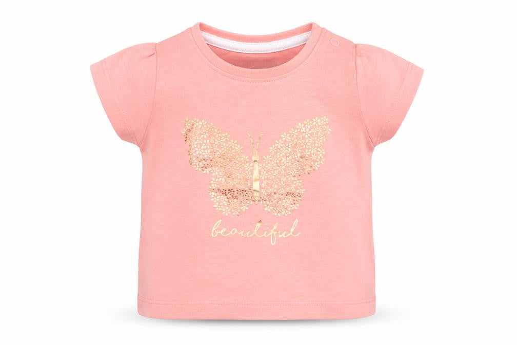 Primark Girls Pink   Basic T-Shirt Size 6-9 Months  - butterfly