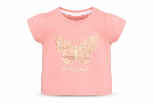 Primark Girls Pink   Basic T-Shirt Size 6-9 Months  - butterfly