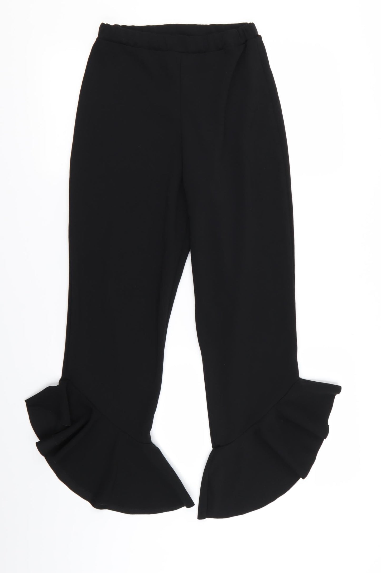 Quiz Womens Black   Trousers  Size 10 L25 in - Stretch waistband/FLARED