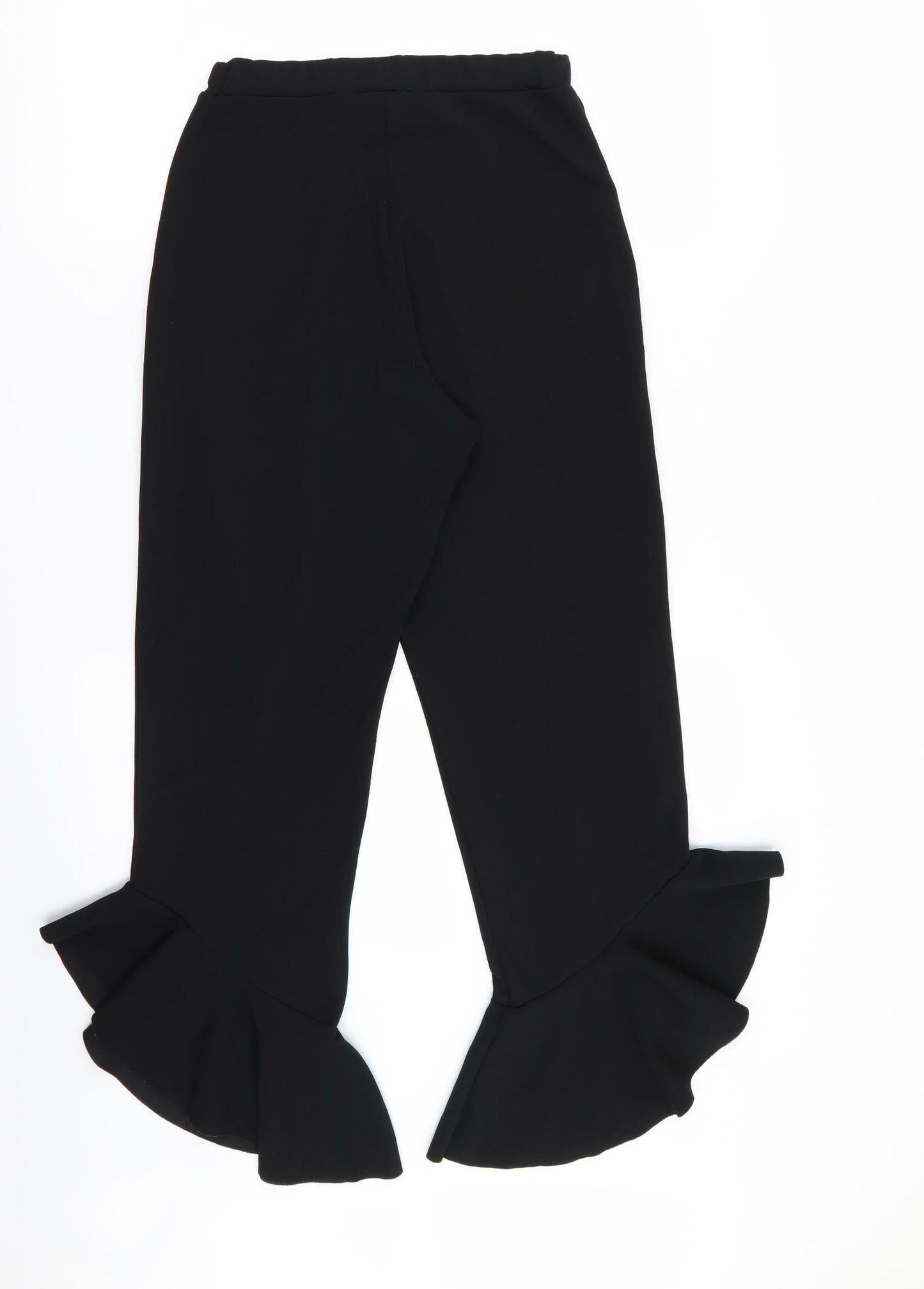 Quiz Womens Black   Trousers  Size 10 L25 in - Stretch waistband/FLARED