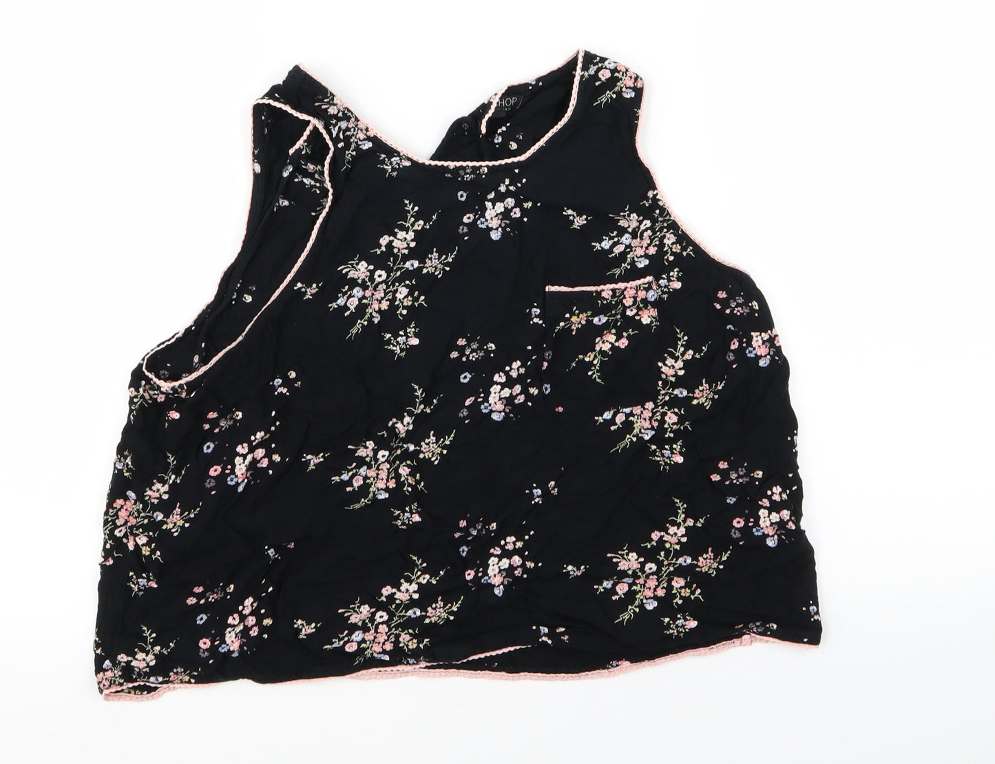 Topshop Womens Black Floral  Basic Tank Size 14
