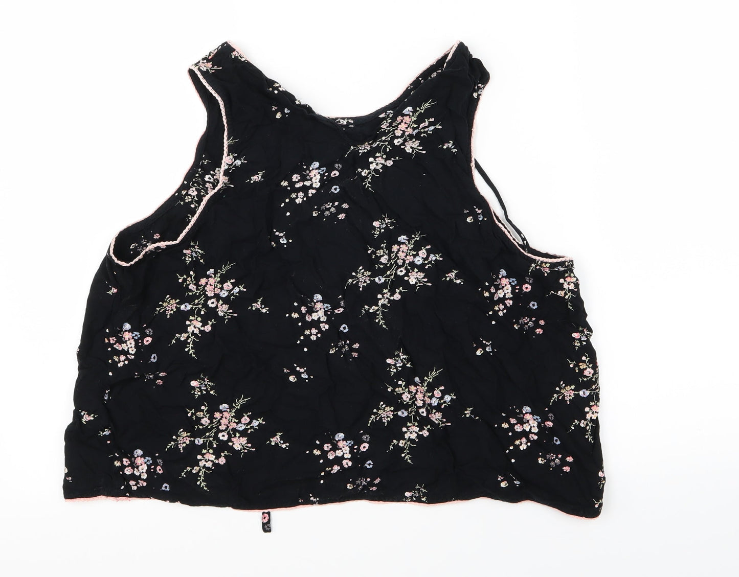 Topshop Womens Black Floral  Basic Tank Size 14