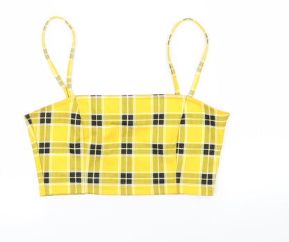 Preloved H&M Womens Yellow Check  Camisole Tank Size S - Front