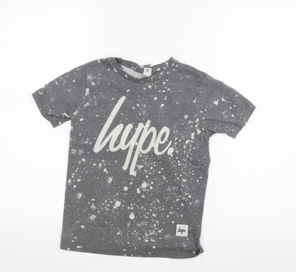 Preloved Hype Boys Grey Geometric  Basic T-Shirt Size 9-10 Years - Front