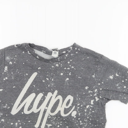 Preloved Hype Boys Grey Geometric  Basic T-Shirt Size 9-10 Years - Detail