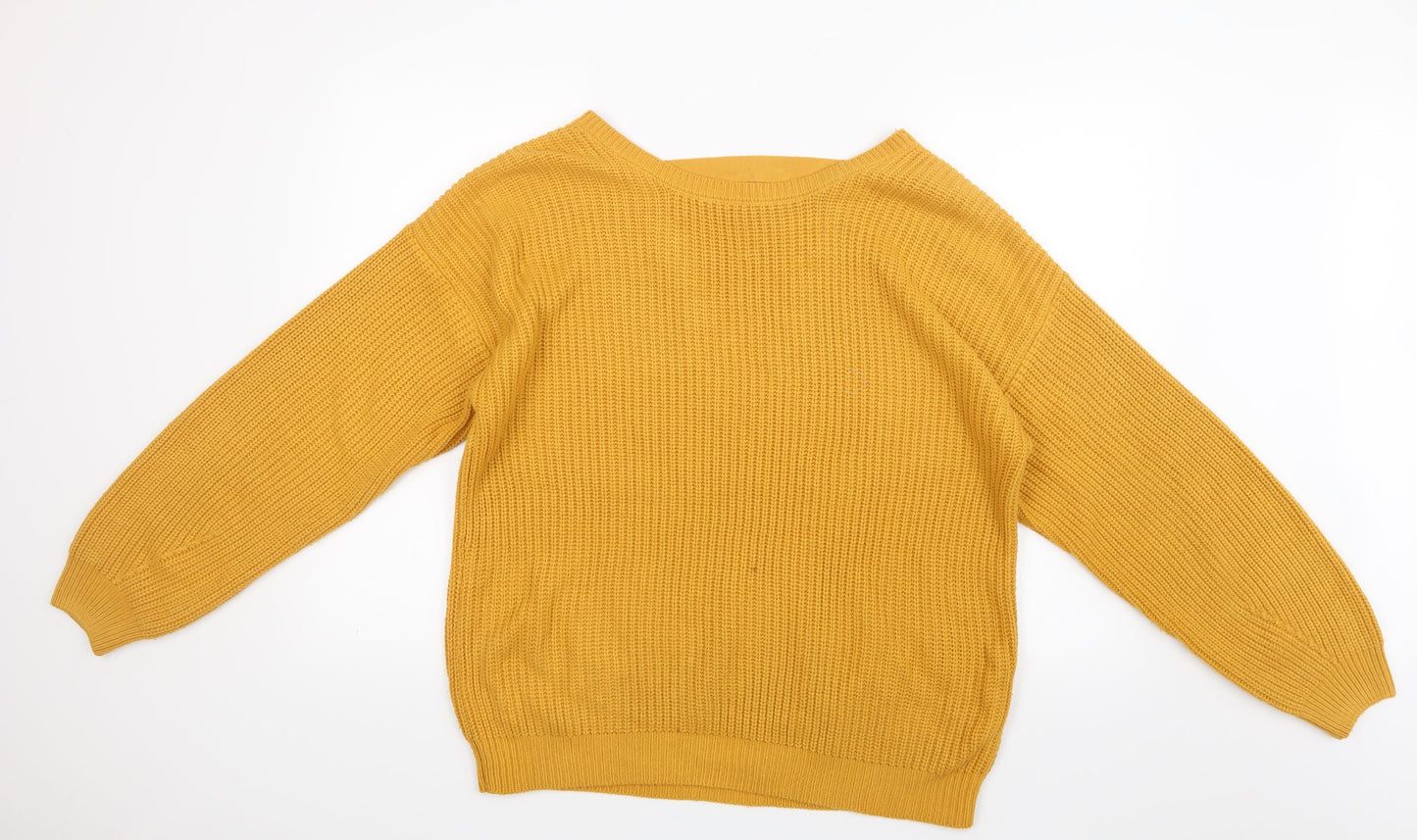 New Look Womens Yellow  Knit Pullover Jumper Size M