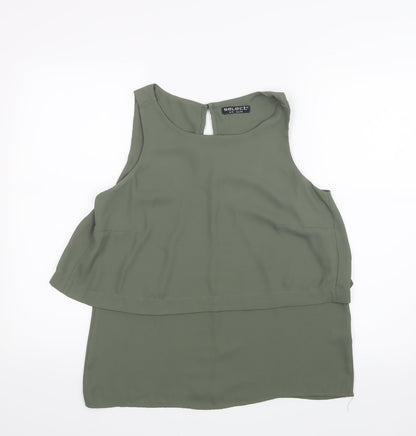 Select Womens Green  Mesh Basic Blouse Size 14