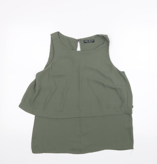 Select Womens Green  Mesh Basic Blouse Size 14