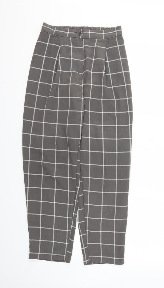 H&M Womens Grey Check  Jegging Trousers Size 6 L26 in - Stretch waistband