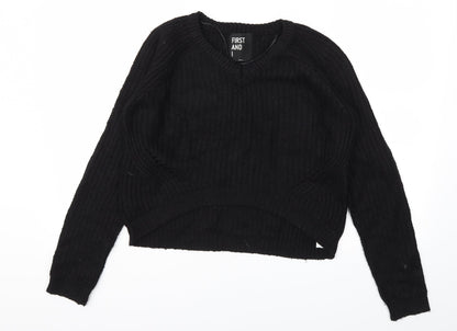 FIRST AND I  Womens Black Houndstooth  Pullover Jumper Size S