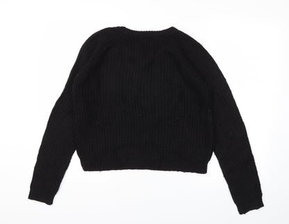 FIRST AND I  Womens Black Houndstooth  Pullover Jumper Size S