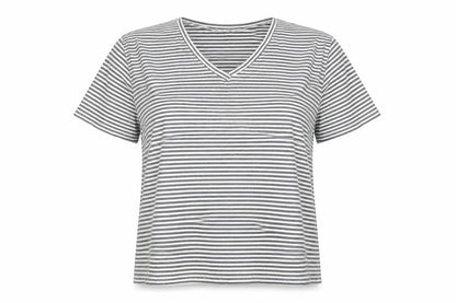 Riklo Womens Grey Striped  Basic T-Shirt Size M