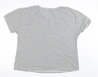 Riklo Womens Grey Striped  Basic T-Shirt Size M