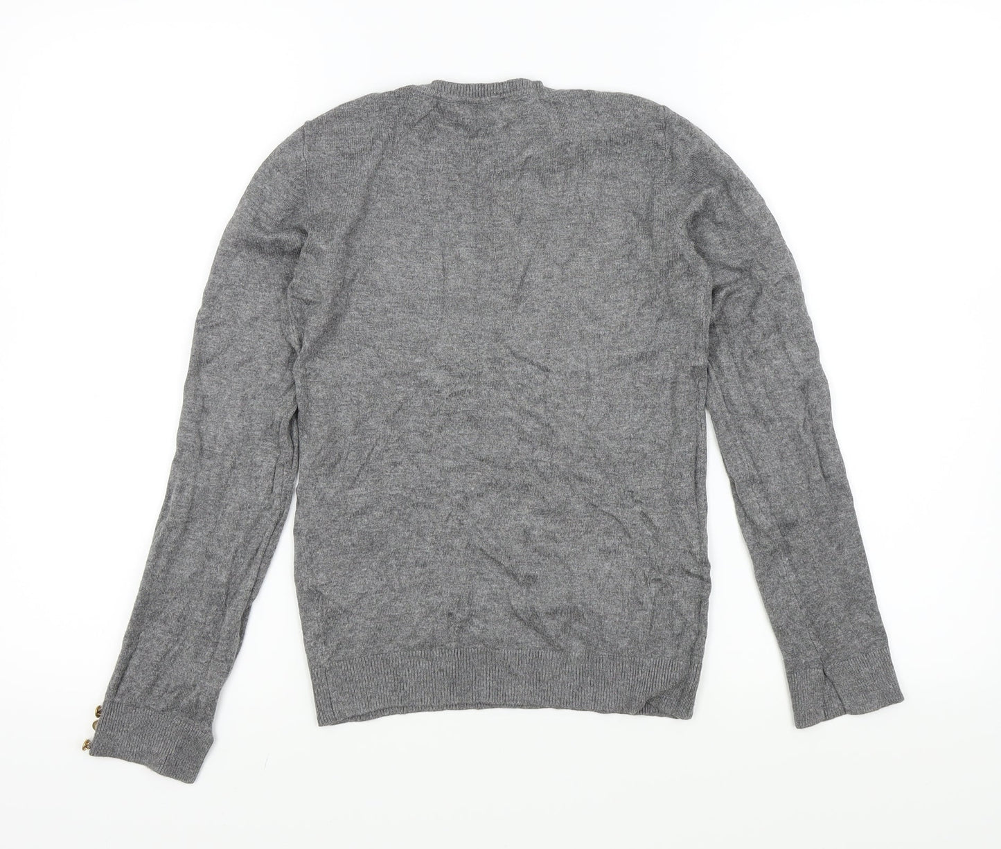 Dorothy Perkins Womens Grey   Pullover Jumper Size 8  - buttons on sleeves