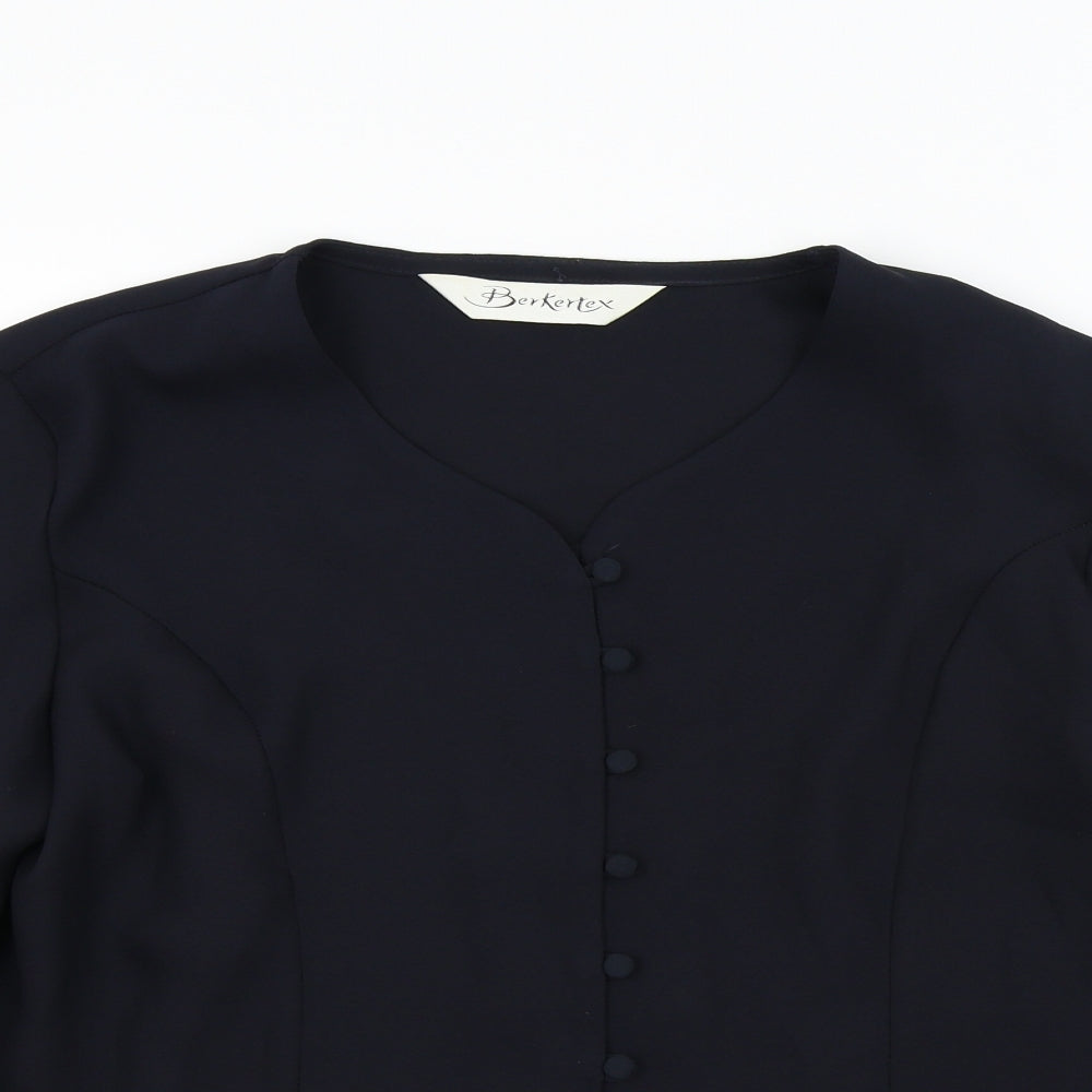 Berkertex Womens Blue Colourblock  Basic Button-Up Size 18