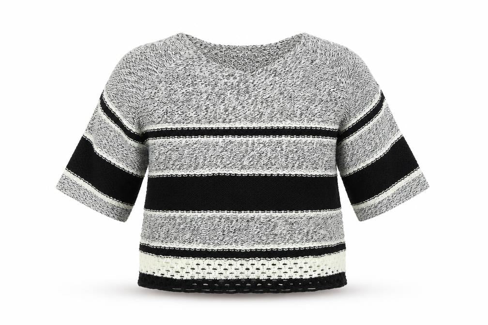 F&F Womens Black Striped  Pullover Jumper Size 14  - Open Shoulders