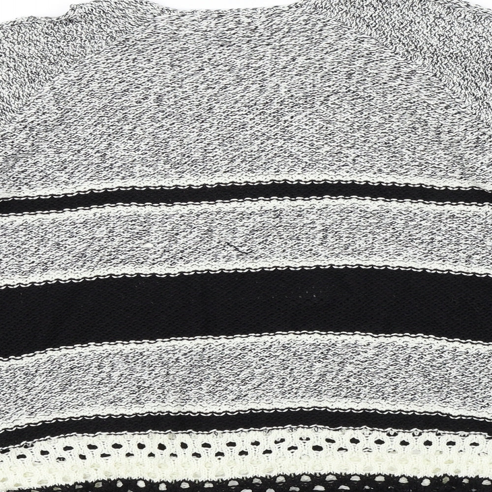 F&F Womens Black Striped  Pullover Jumper Size 14  - Open Shoulders