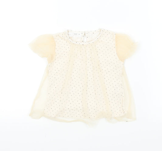 Zara Girls Beige Spotted  Basic Blouse Size 12-18 Months  - LACE TOP
