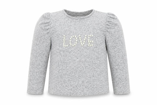 George Girls Grey   Henley Jumper Size 7 Years  - Pearl Detail