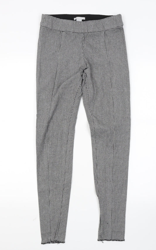 H&M Womens Grey Houndstooth  Jegging Leggings Size 8 L26 in