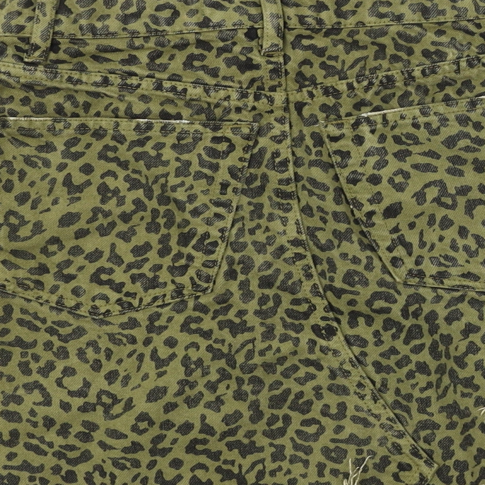Zara  Womens Green Animal Print  A-Line Skirt Size XS