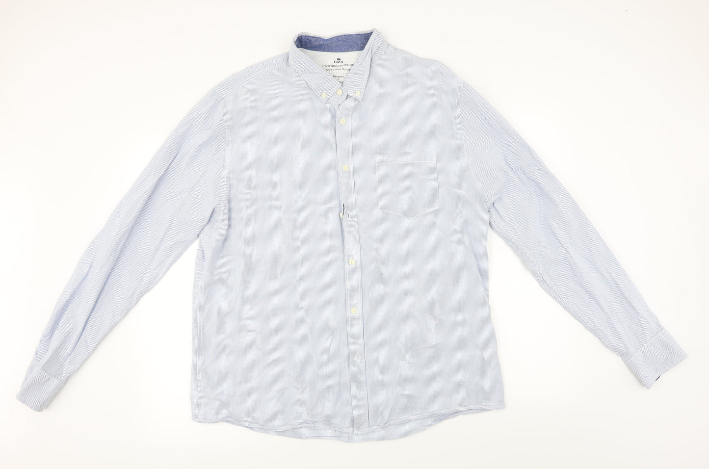 Easy  Womens Blue   Basic Button-Up Size XL