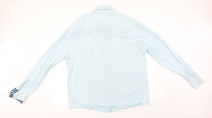 Easy  Mens Blue Striped   Button-Up Size XL
