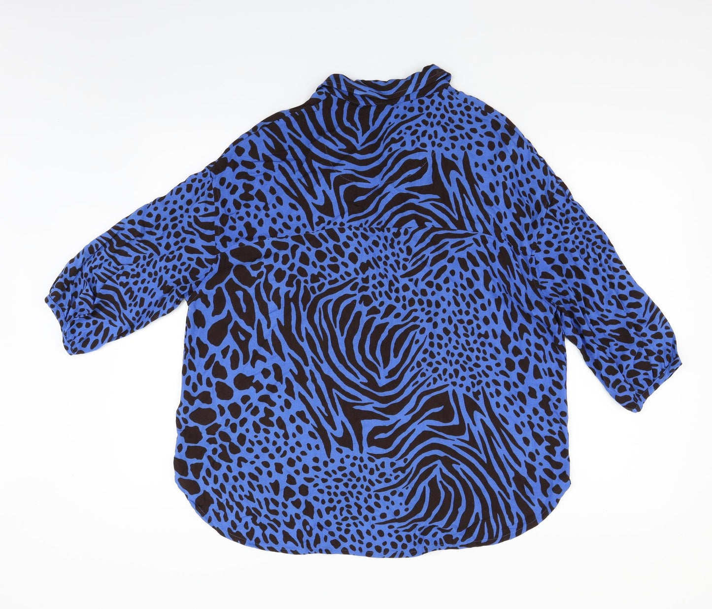 NEXT Womens Blue Animal Print  Basic Button-Up Size 6