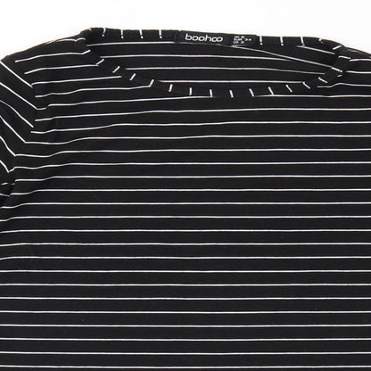 Preloved Boohoo Womens Black Striped Jersey Basic Blouse Size 6 - Detail