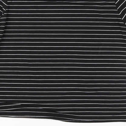 Preloved Boohoo Womens Black Striped Jersey Basic Blouse Size 6 - Label
