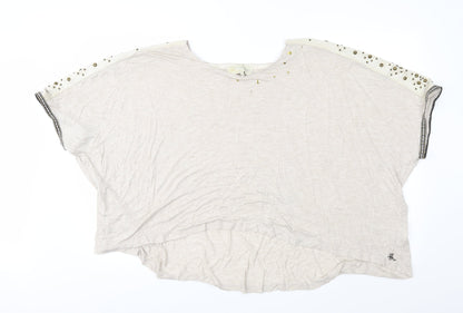 Preloved Mogul Womens Beige Geometric Jersey Basic Blouse Size XS - Front
