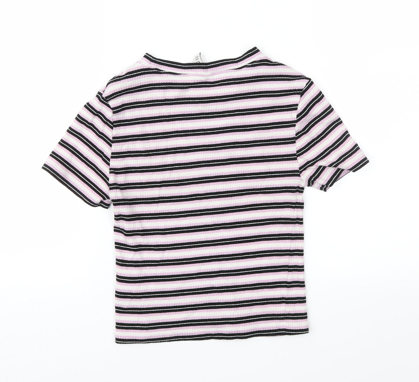Divided Womens Pink Striped Jersey Basic T-Shirt Size XS