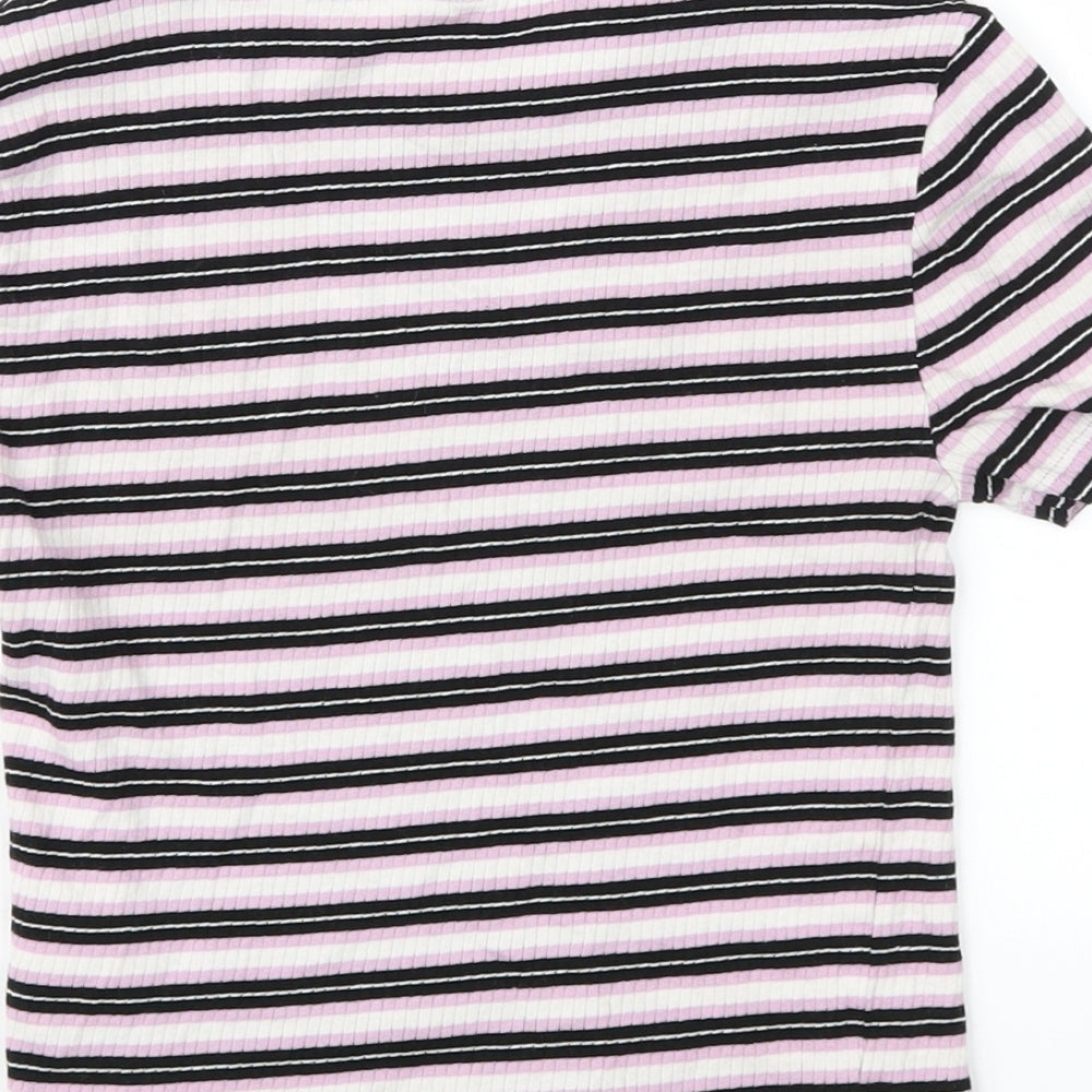 Divided Womens Pink Striped Jersey Basic T-Shirt Size XS