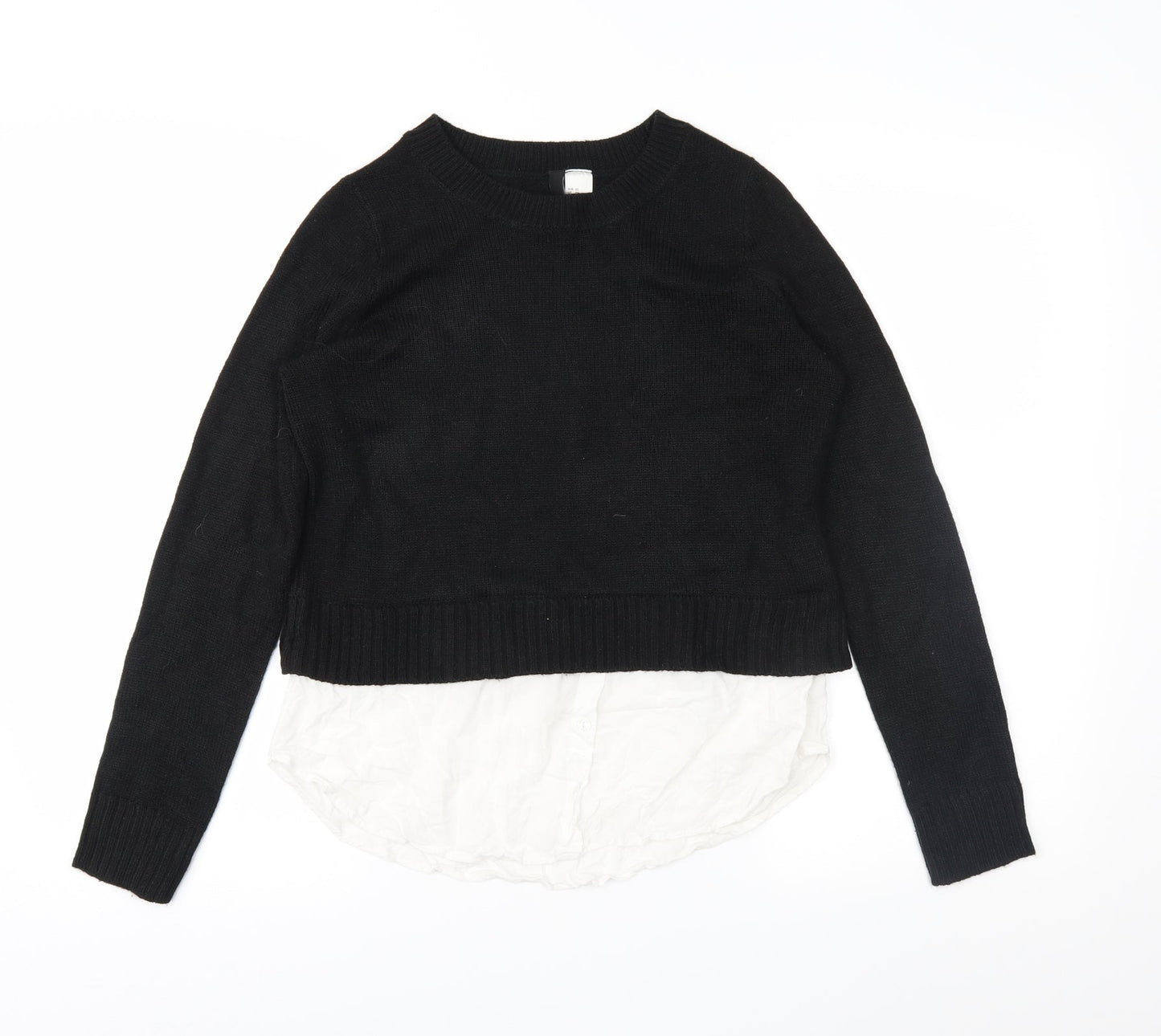 Divided Womens Black  Knit Pullover Jumper Size XS