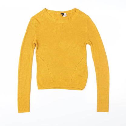Preloved Divided Womens Yellow  Knit Pullover Jumper Size S - Front
