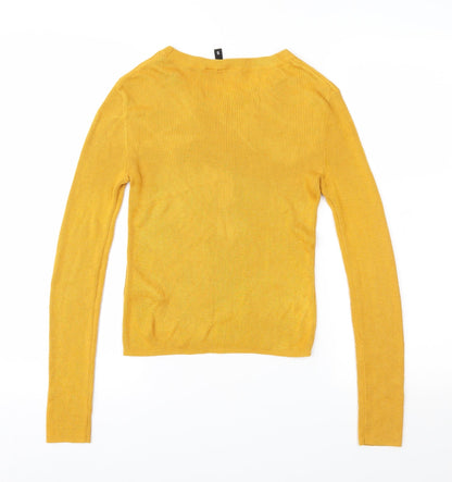 Preloved Divided Womens Yellow  Knit Pullover Jumper Size S - Back
