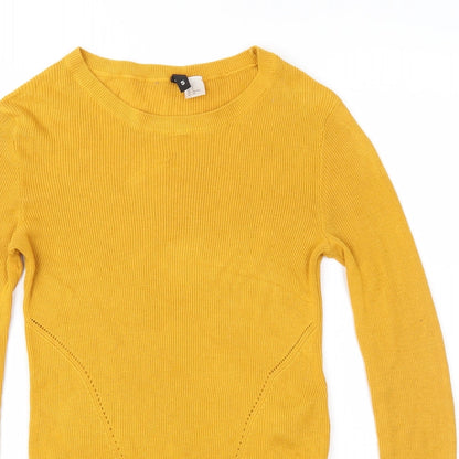 Preloved Divided Womens Yellow  Knit Pullover Jumper Size S - Detail