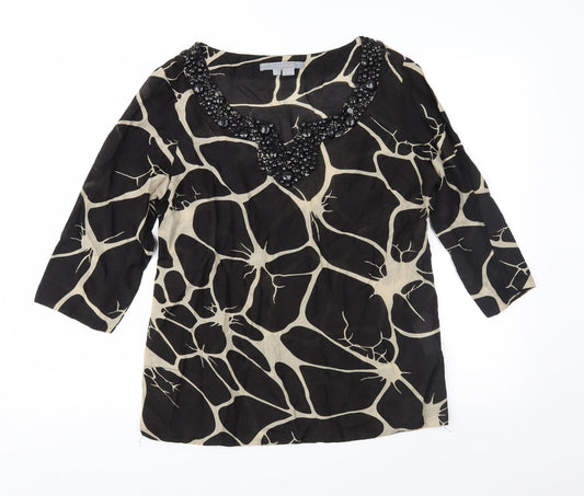 Zara Womens Brown Geometric  Basic Blouse Size L