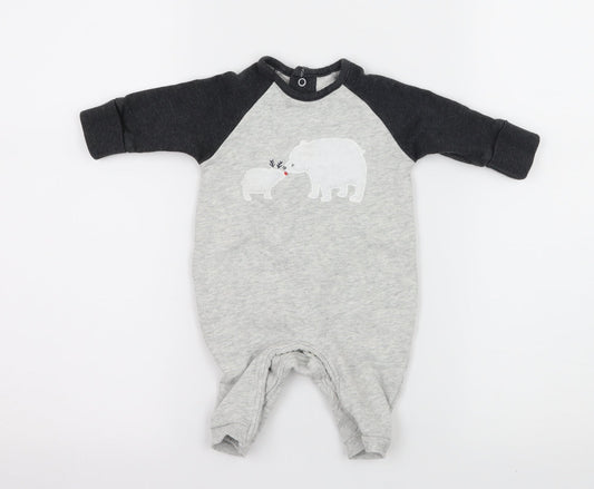 Matalan Baby Grey Geometric Jersey Babygrow One-Piece Size 0-3 Months  - Polar Bear