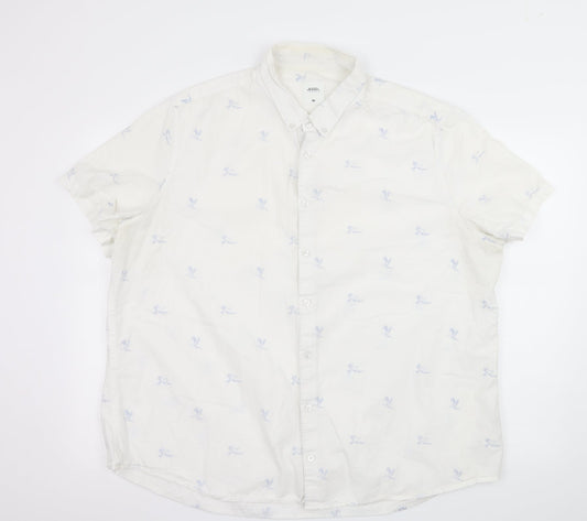 Burton Mens White Geometric   Button-Up Size 2XL  - bird print