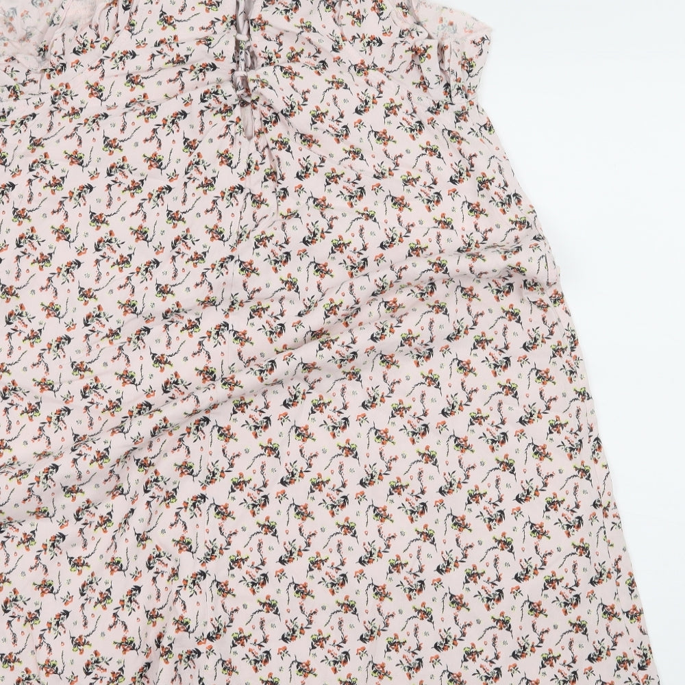 River Island Womens Pink Floral  A-Line  Size 8  - Lace up detail