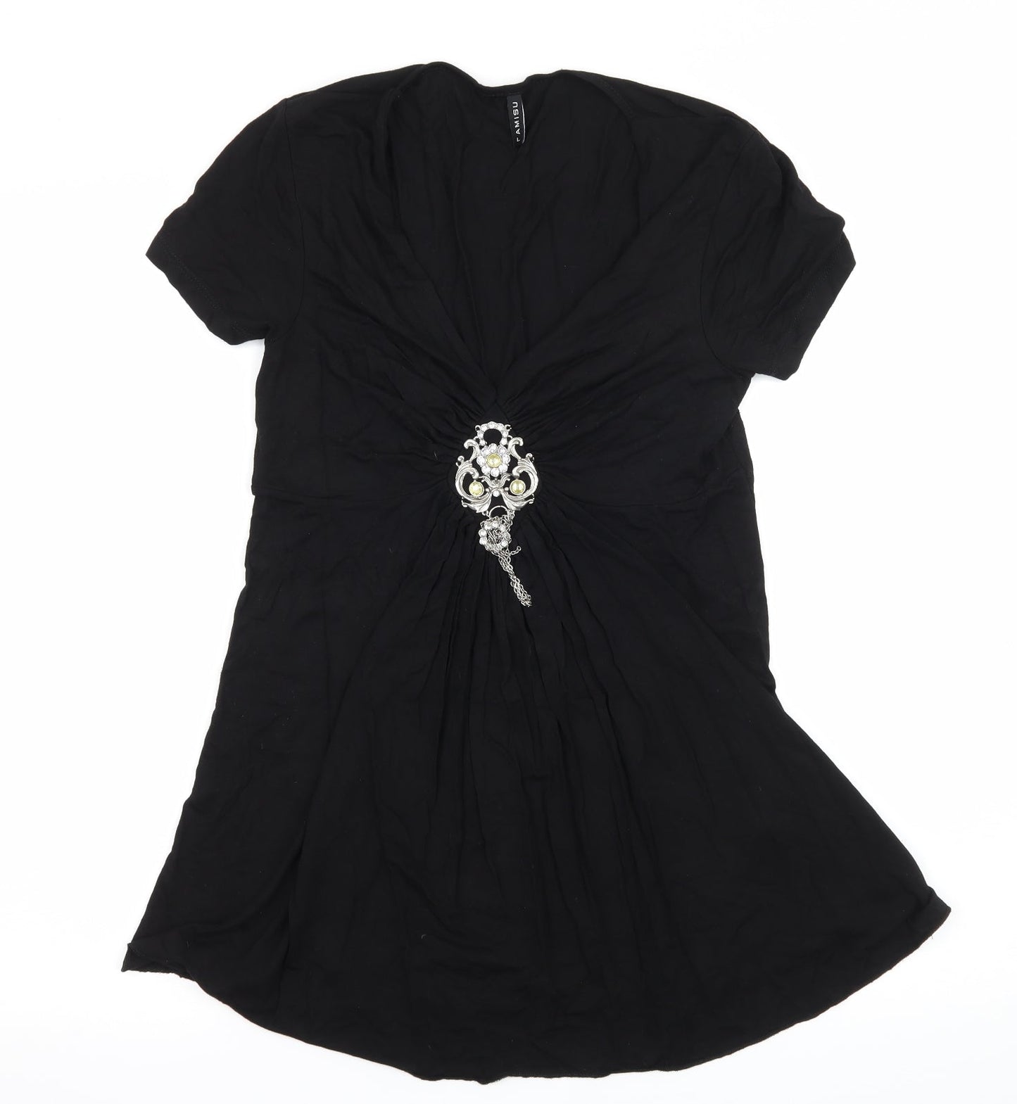 Ramisu Womens Black  Jersey Basic T-Shirt Size 12