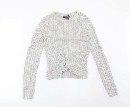 Preloved Primark Womens Grey Striped  Basic Blouse Size 4 - Front