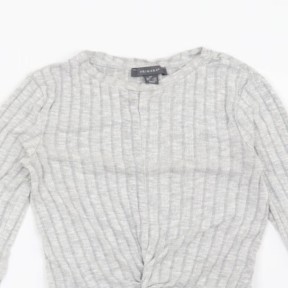 Preloved Primark Womens Grey Striped  Basic Blouse Size 4 - Detail