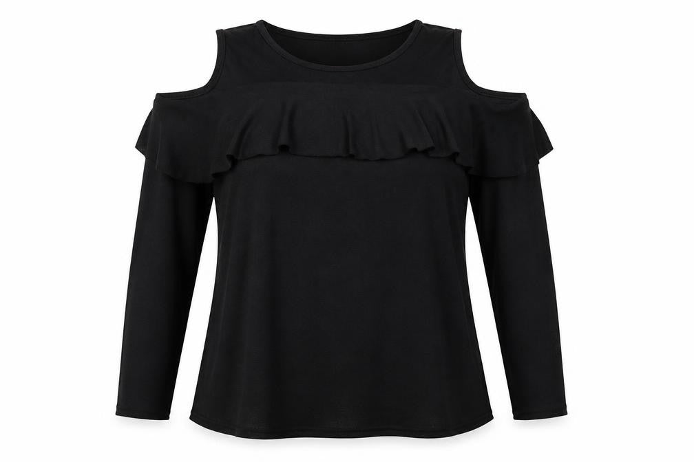 B You Womens Black   Basic Blouse Size L