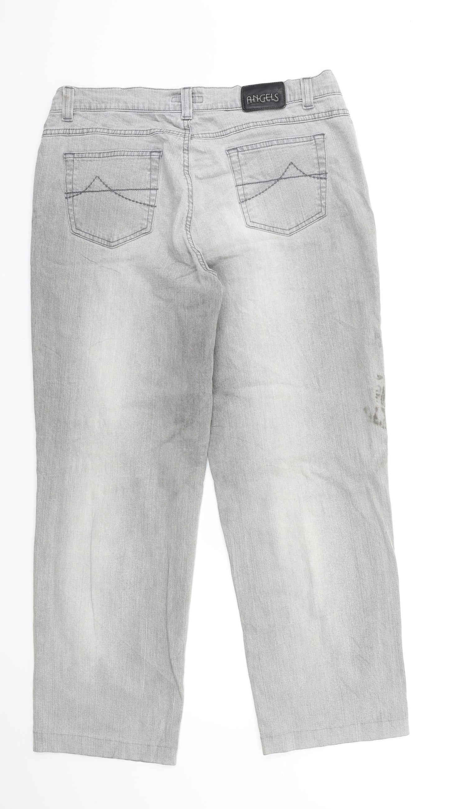 Angels Womens Grey  Denim Straight Jeans Size 32 in L28 in