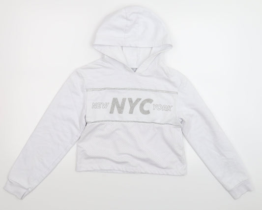 Primark Girls White   Pullover Hoodie Size 10-11 Years