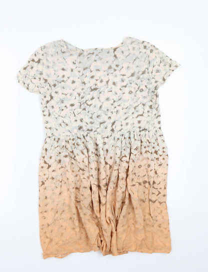 Back view of ASOS women’s orange floral a-line, size UK 8