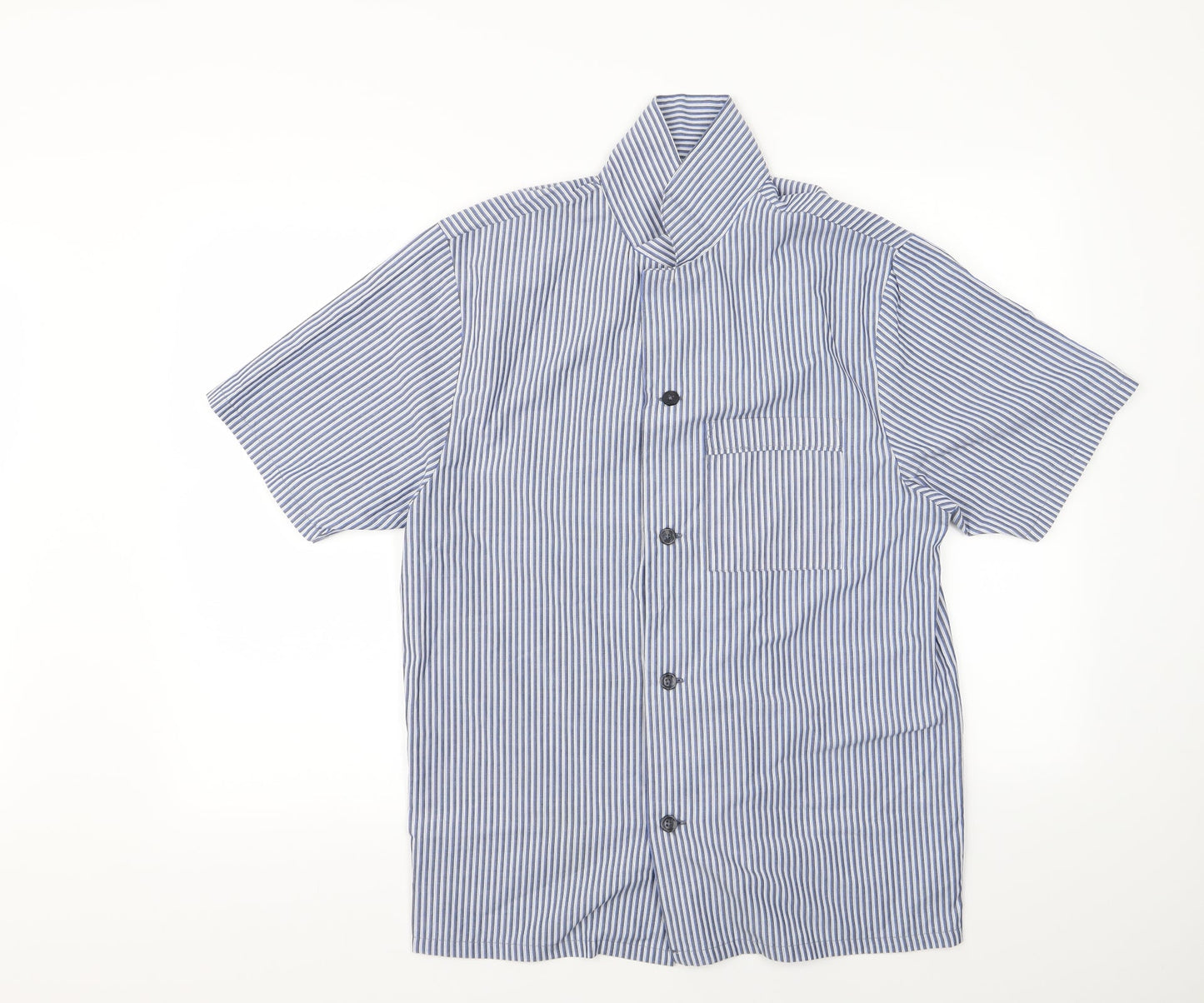 George Womens Blue Striped  Basic Button-Up Size 38